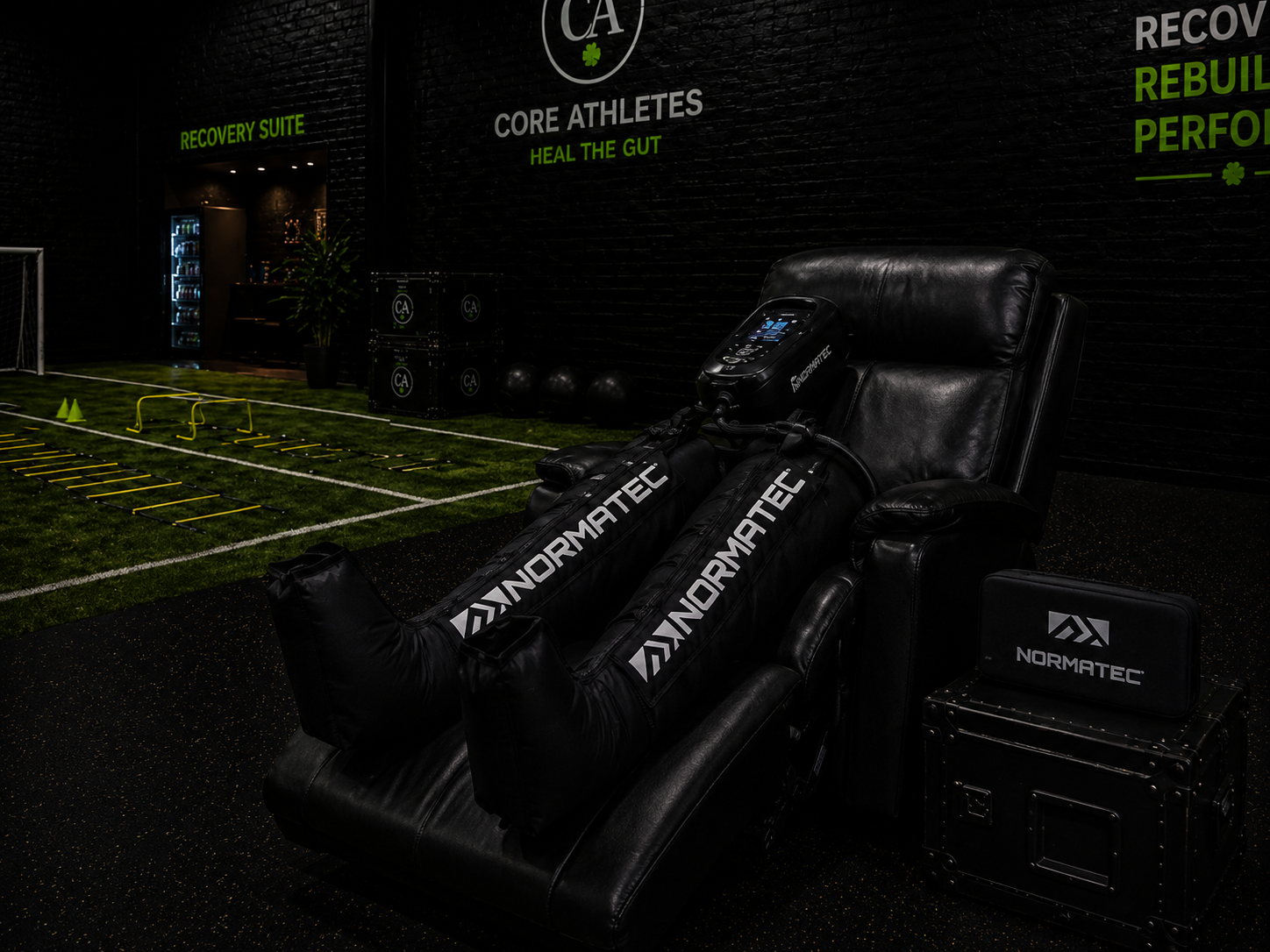 Normatec compression therapy leg recovery at Core Athletes